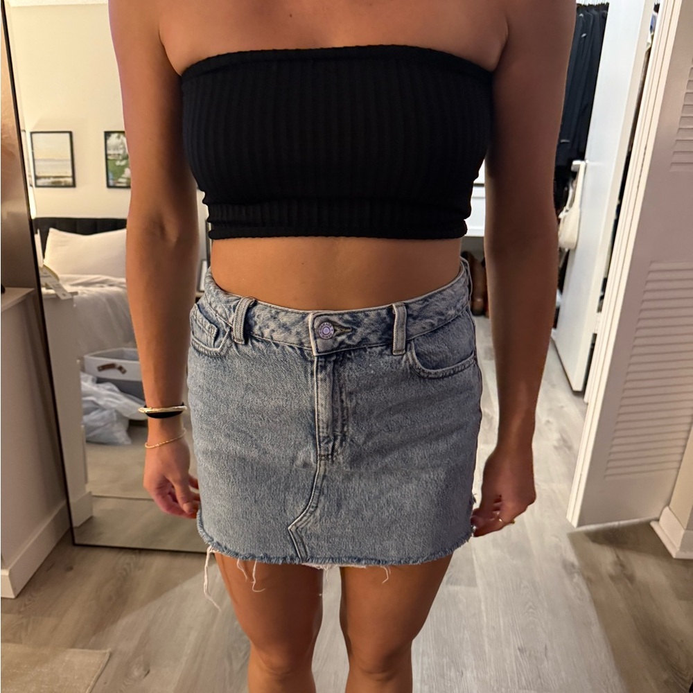 Garage Light Blue Denim Mini Skirt
